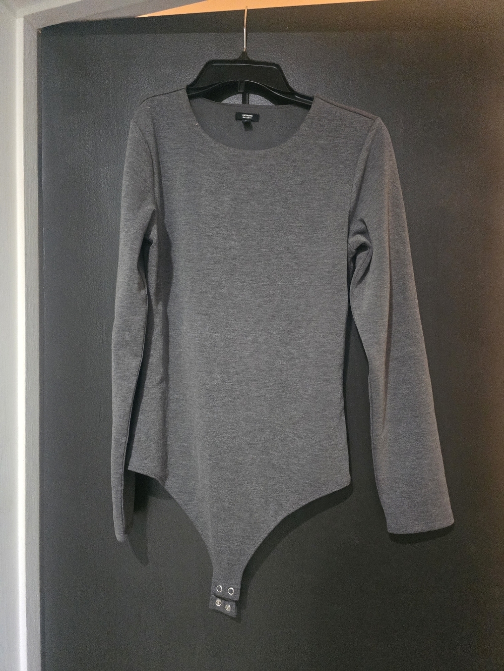 Express Grey Long-Sleeve Scoop Neck Bodysuit